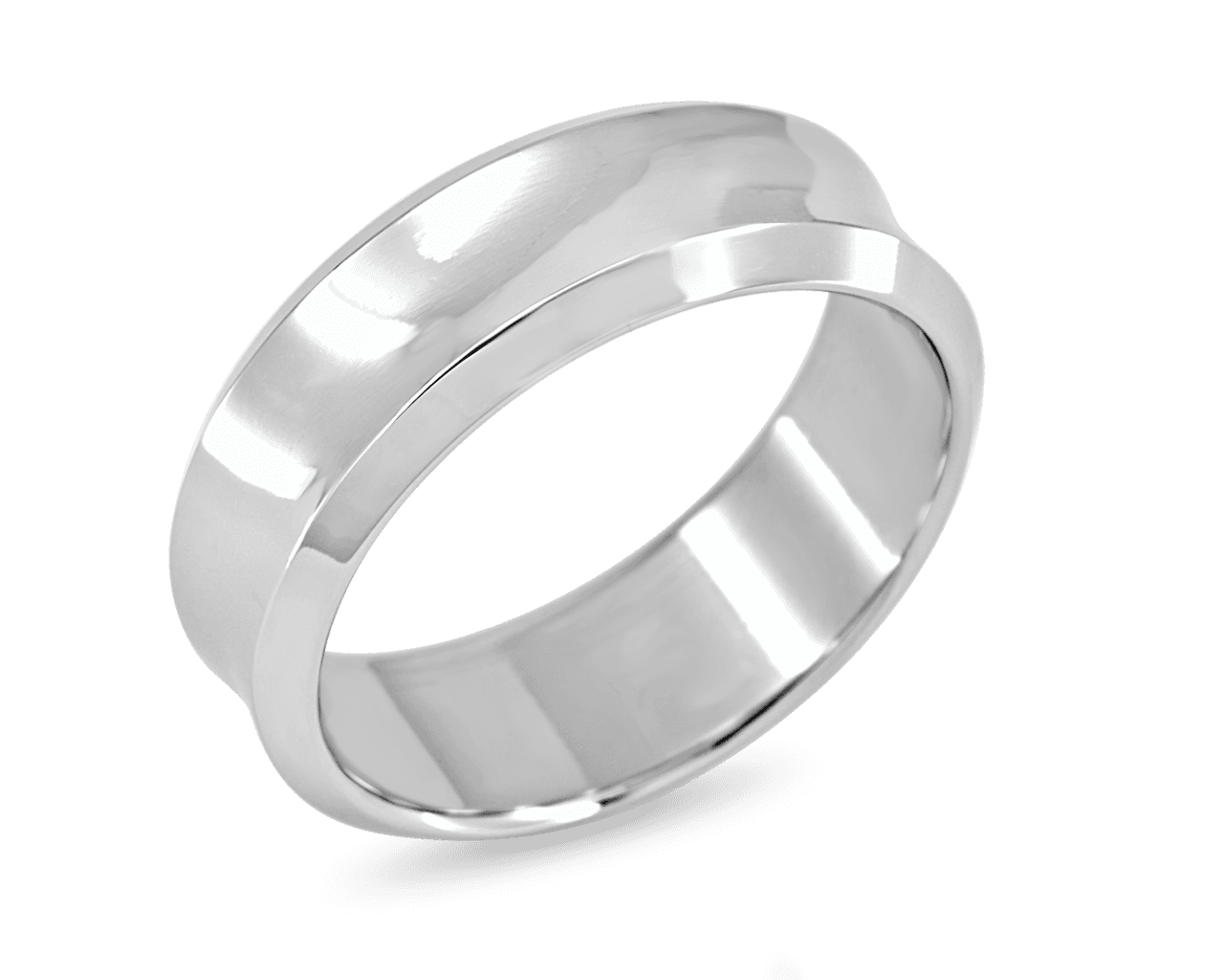 Mens 7mm Concave Band with Beveled Edge